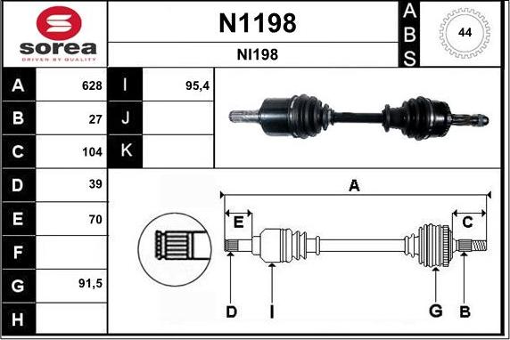 SNRA N1198 - Приводний вал autozip.com.ua