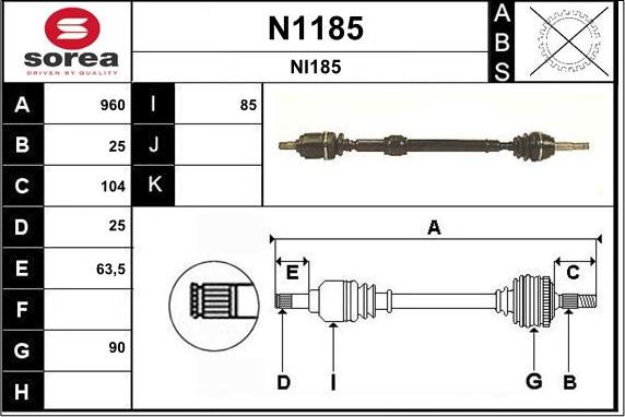 SNRA N1185 - Приводний вал autozip.com.ua