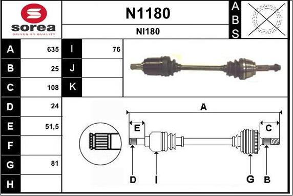 SNRA N1180 - Приводний вал autozip.com.ua