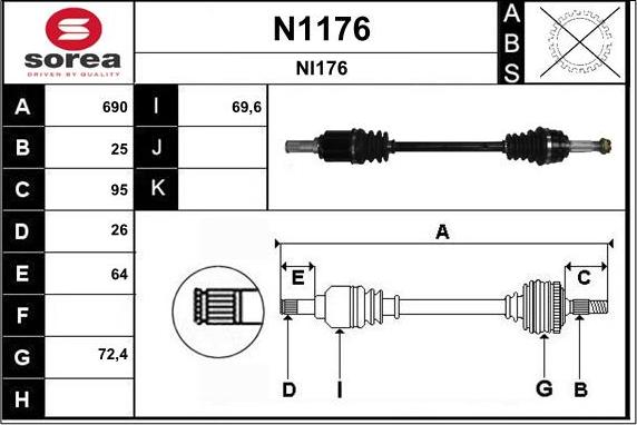 SNRA N1176 - Приводний вал autozip.com.ua