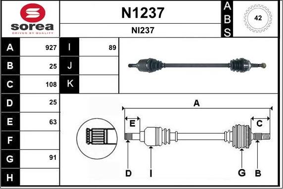 SNRA N1237 - Приводний вал autozip.com.ua