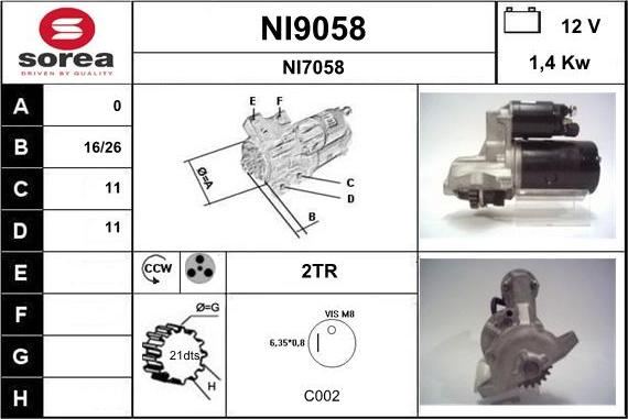 SNRA NI9058 - Стартер autozip.com.ua