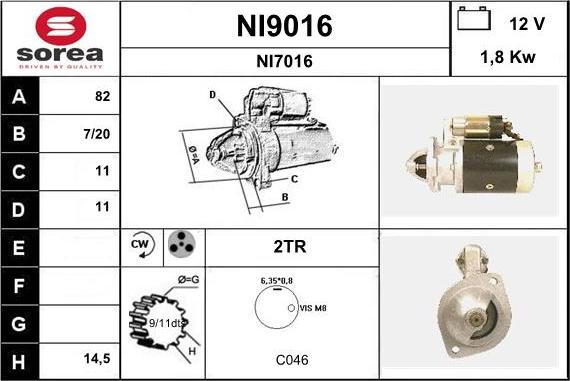 SNRA NI9016 - Стартер autozip.com.ua