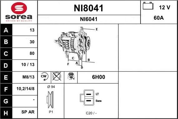 SNRA NI8041 - Генератор autozip.com.ua