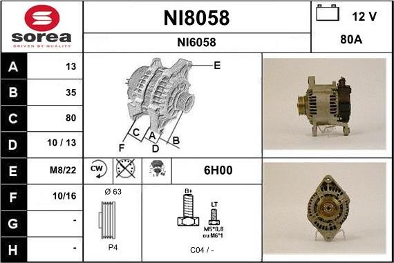 SNRA NI8058 - Генератор autozip.com.ua