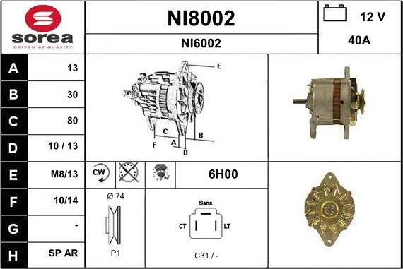 SNRA NI8002 - Генератор autozip.com.ua