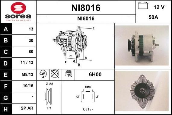 SNRA NI8016 - Генератор autozip.com.ua