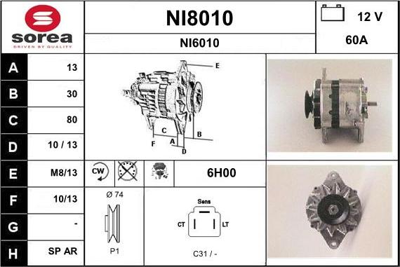SNRA NI8010 - Генератор autozip.com.ua