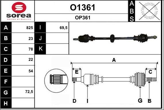 SNRA O1361 - Приводний вал autozip.com.ua