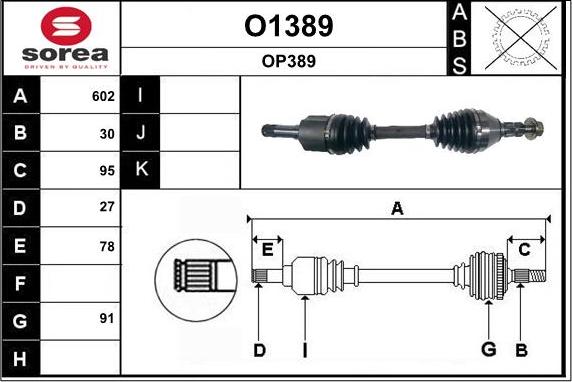 SNRA O1389 - Приводний вал autozip.com.ua