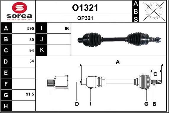 SNRA O1321 - Приводний вал autozip.com.ua