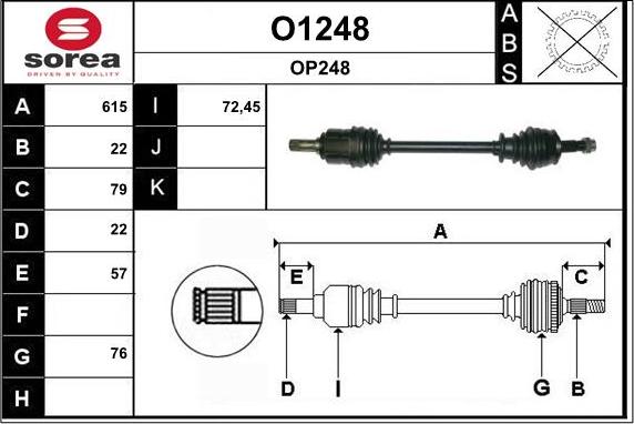 SNRA O1248 - Приводний вал autozip.com.ua