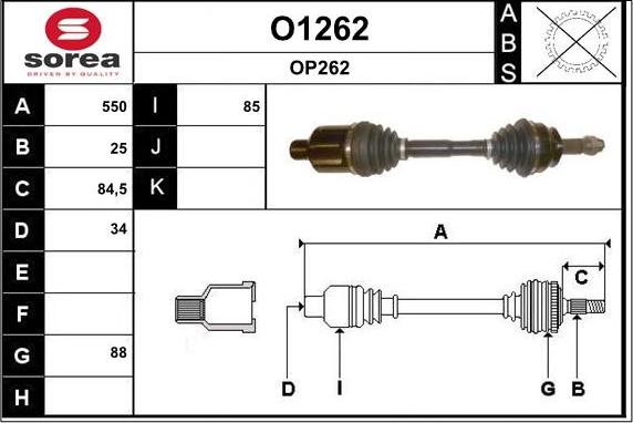 SNRA O1262 - Приводний вал autozip.com.ua