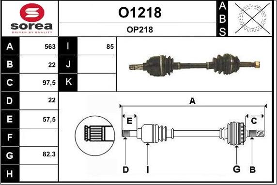 SNRA O1218 - Приводний вал autozip.com.ua