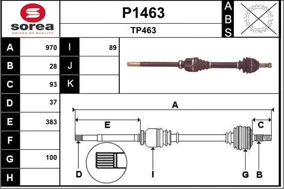 SNRA P1463 - Приводний вал autozip.com.ua