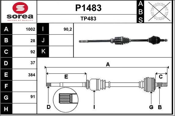 SNRA P1483 - Приводний вал autozip.com.ua