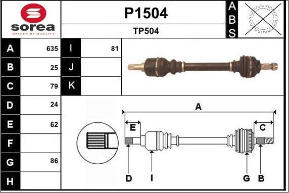 SNRA P1504 - Приводний вал autozip.com.ua