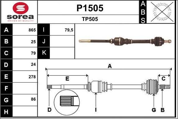 SNRA P1505 - Приводний вал autozip.com.ua