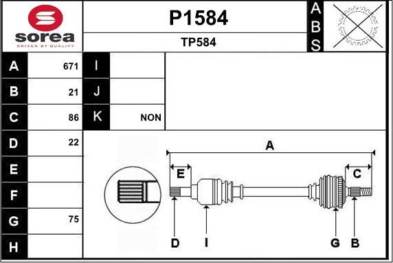 SNRA P1584 - Приводний вал autozip.com.ua