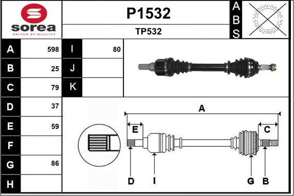 SNRA P1532 - Приводний вал autozip.com.ua