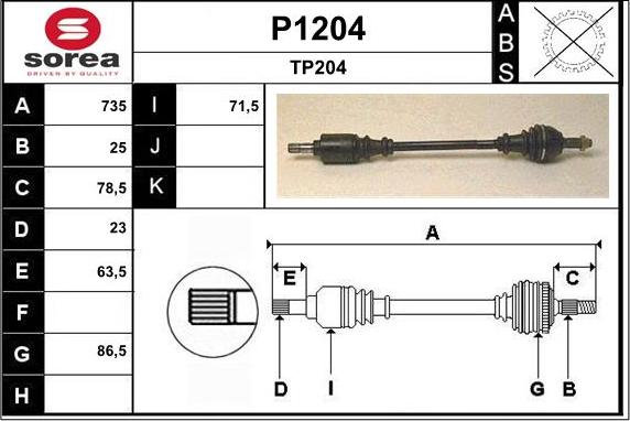 SNRA P1204 - Приводний вал autozip.com.ua