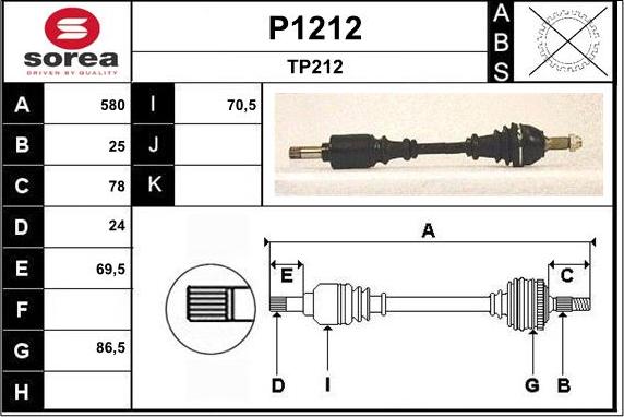 SNRA P1212 - Приводний вал autozip.com.ua