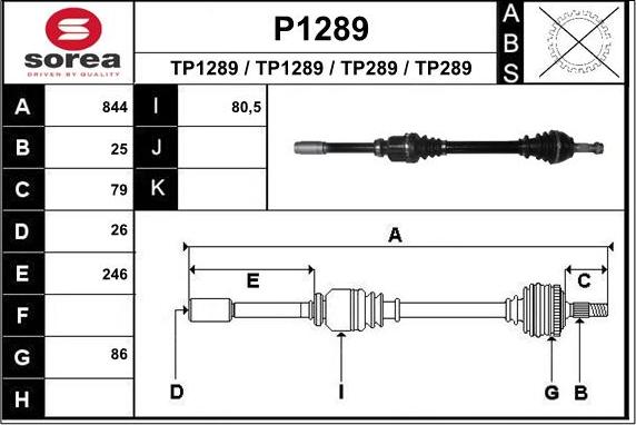 SNRA P1289 - Приводний вал autozip.com.ua