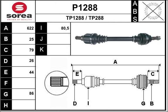 SNRA P1288 - Приводний вал autozip.com.ua