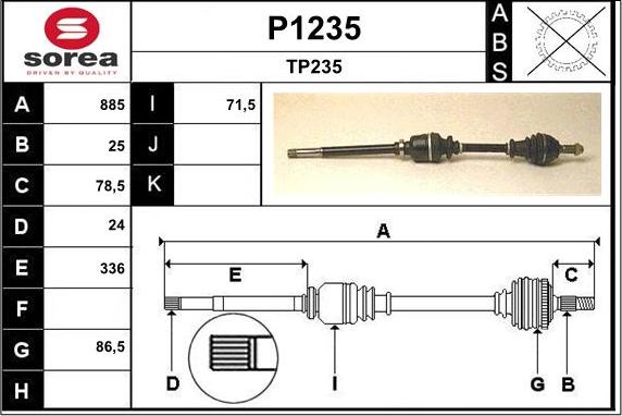 SNRA P1235 - Приводний вал autozip.com.ua