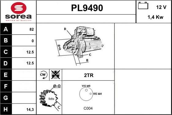 SNRA PL9490 - Стартер autozip.com.ua