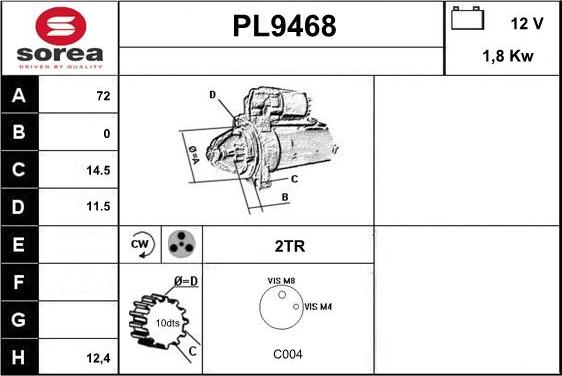 SNRA PL9468 - Стартер autozip.com.ua