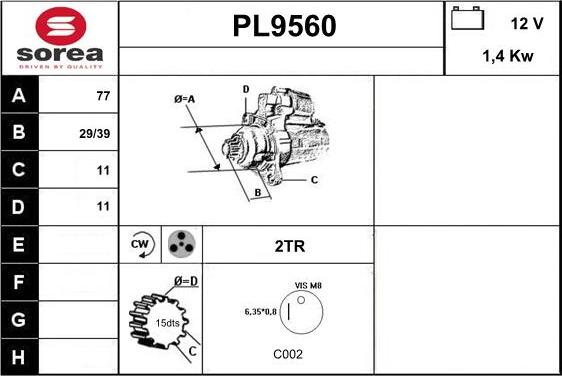 SNRA PL9560 - Стартер autozip.com.ua