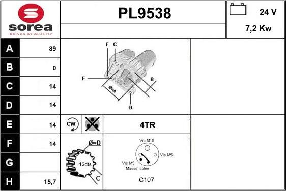 SNRA PL9538 - Стартер autozip.com.ua