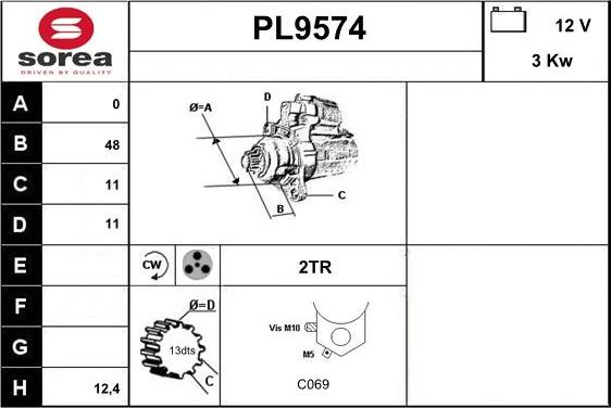 SNRA PL9574 - Стартер autozip.com.ua