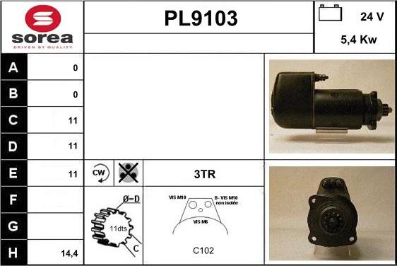 SNRA PL9103 - Стартер autozip.com.ua