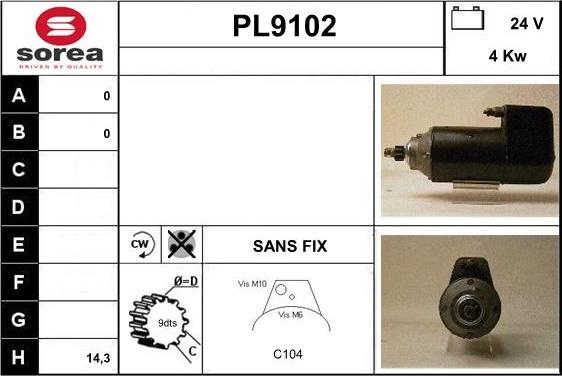 SNRA PL9102 - Стартер autozip.com.ua