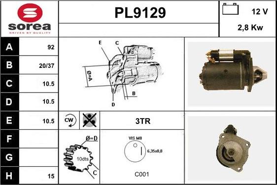 SNRA PL9129 - Стартер autozip.com.ua