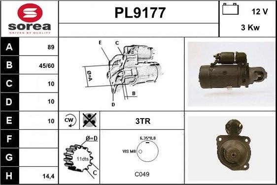 SNRA PL9177 - Стартер autozip.com.ua