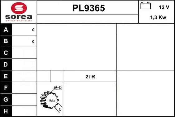 SNRA PL9365 - Стартер autozip.com.ua