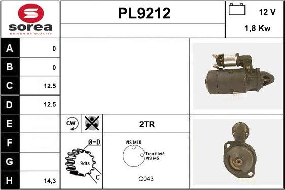 SNRA PL9212 - Стартер autozip.com.ua