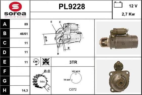 SNRA PL9228 - Стартер autozip.com.ua