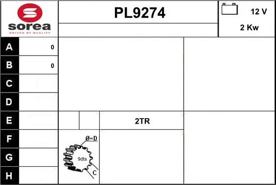 SNRA PL9274 - Стартер autozip.com.ua