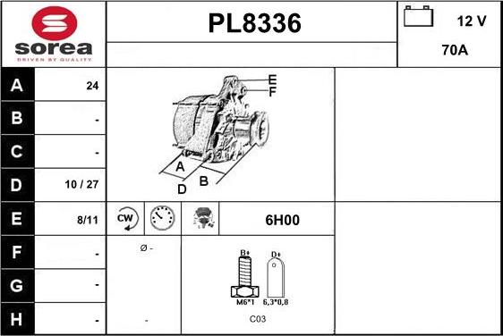 SNRA PL8336 - Генератор autozip.com.ua