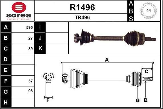 SNRA R1496 - Приводний вал autozip.com.ua