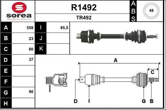 SNRA R1492 - Приводний вал autozip.com.ua