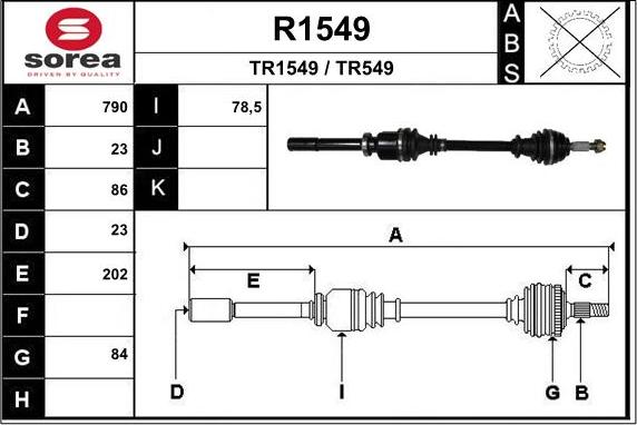 SNRA R1549 - Приводний вал autozip.com.ua