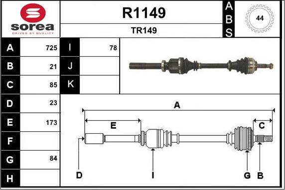 SNRA R1149 - Приводний вал autozip.com.ua