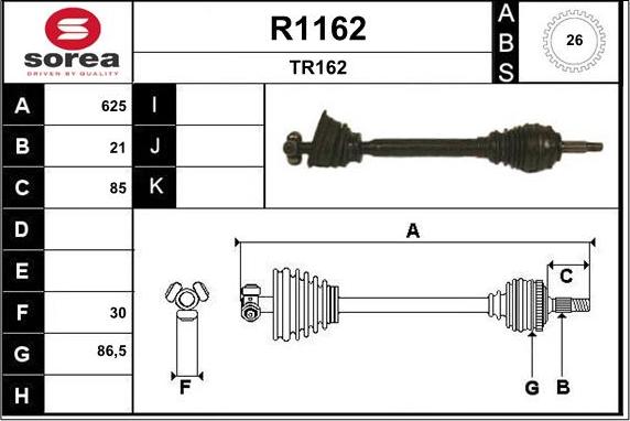 SNRA R1162 - Приводний вал autozip.com.ua