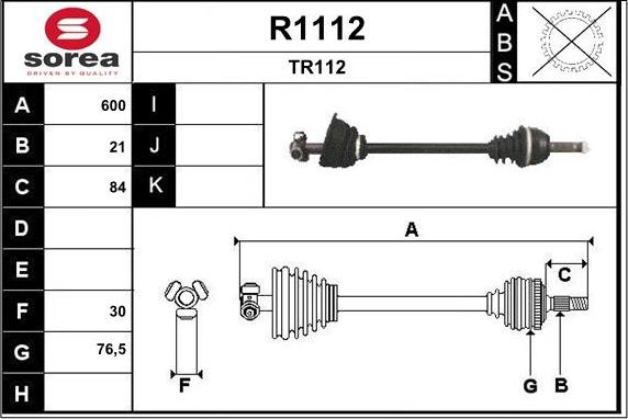 SNRA R1112 - Приводний вал autozip.com.ua