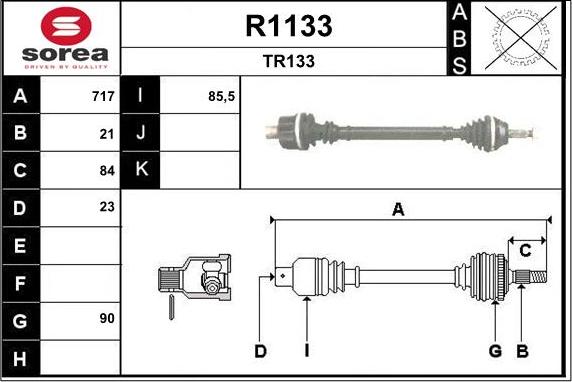 SNRA R1133 - Приводний вал autozip.com.ua